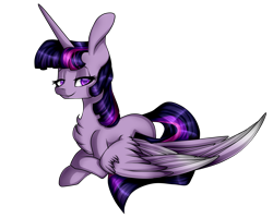 Size: 2500x2000 | Tagged: safe, artist:xxmissteaxx, twilight sparkle, twilight sparkle (alicorn), alicorn, pony, chest fluff, high res, looking at you, prone, simple background, solo, transparent background