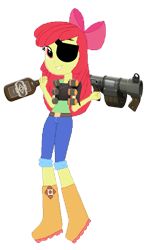 Size: 587x954 | Tagged: safe, artist:selenaede, derpibooru import, apple bloom, equestria girls, crossover, demoman, scrumpy, solo, stickybomb launcher, team fortress 2