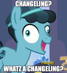 Size: 500x546 | Tagged: safe, derpibooru import, edit, edited screencap, screencap, thorax, changeling, the times they are a changeling, caption, crystal hoof, crystal hoof didn't listen, discovery family logo, disguise, disguised changeling, faic, image macro, meme, most definitely not a changeling