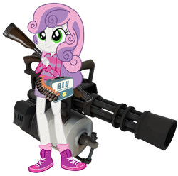 Size: 1108x1100 | Tagged: safe, artist:dizzy-daze, derpibooru import, edit, sweetie belle, equestria girls, crossover, heavy, simple background, solo, team fortress 2, transparent background, vector, vector edit