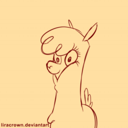 Size: 512x512 | Tagged: safe, artist:liracrown, paprika paca, alpaca, them's fightin' herds, animated, community related, fluffy, frame by frame, gasp, gif, monochrome, rough sketch, sketch, sneezing, sniffing, solo, tail wag, wince