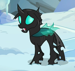Size: 451x427 | Tagged: safe, derpibooru import, screencap, thorax, changeling, the times they are a changeling, fangs, male, sad, solo