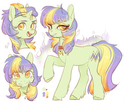 Size: 1280x1058 | Tagged: safe, artist:aphphphphp, derpibooru import, oc, oc only, pony, unicorn, alternate hairstyle, eyeshadow, looking at you, makeup, reference sheet, unshorn fetlocks