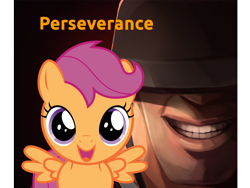 Size: 1058x794 | Tagged: safe, artist:biggreenpepper, artist:thatguy1945, derpibooru import, edit, scootaloo, crossover, soldier, team fortress 2, vector, vector edit