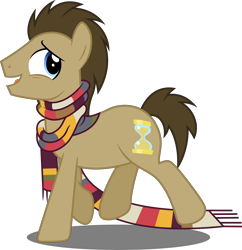 Size: 4830x5000 | Tagged: safe, artist:dashiesparkle, doctor whooves, pony, absurd resolution, clothes, fourth doctor's scarf, male, scarf, simple background, solo, stallion, transparent background, vector