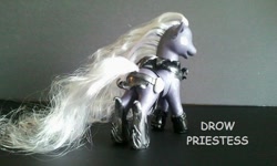 Size: 960x576 | Tagged: safe, artist:dannabats, pony, g2, comic sans, custom, drow priestess, dungeons and dragons, irl, photo, ponified, solo, toy