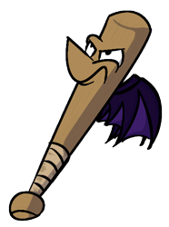 Size: 424x569 | Tagged: safe, artist:cowsrtasty, oc, oc only, bat pony, pony, 30 minute art challenge, baseball bat, baseball bat pony, pun, solo, visual pun