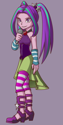 Size: 422x840 | Tagged: safe, artist:gabbslines, derpibooru import, aria blaze, equestria girls, looking at you, microphone, sleeveless, solo