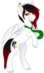 Size: 885x1450 | Tagged: safe, artist:doekitty, oc, oc only, oc:alkia, pegasus, pony, ear piercing, earring, jewelry, lip piercing, male, necktie, piercing, rearing, simple background, solo, stallion, transparent background