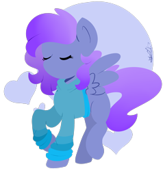 Size: 2620x2747 | Tagged: safe, artist:befishproductions, oc, oc only, oc:strutter, pegasus, pony, clothes, eyes closed, female, high res, hooves, lineless, mare, minimalist, modern art, signature, simple background, solo, spread wings, sweater, transparent background, wings