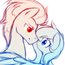 Size: 1024x1024 | Tagged: safe, artist:mirtash, oc, oc only, pegasus, pony, male, rcf community, shipping, sketch, straight