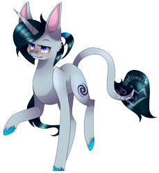 Size: 1576x1717 | Tagged: safe, artist:alithecat1989, oc, oc only, oc:gate, pony, unicorn, blushing, female, leonine tail, mare, raised hoof, simple background, solo, transparent background