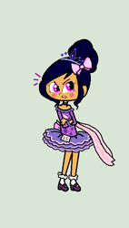 Size: 324x572 | Tagged: safe, artist:obeliskgirljohanny, derpibooru import, oc, oc only, oc:precious kitten, human, equestria girls, crossdressing, cupcake dress, humanized, jewelry, looking up, sash, solo, tiara