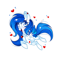 Size: 1000x990 | Tagged: safe, artist:ipun, derpibooru import, oc, oc only, oc:sapphire song, pegasus, pony, blushing, female, heart, heart eyes, mare, open mouth, simple background, smiling, solo, transparent background, wingding eyes