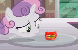 Size: 691x446 | Tagged: safe, edit, edited screencap, screencap, sweetie belle, pony, forever filly, exploitable meme, food, meme, obligatory pony, plate, solo, sweetie's plate