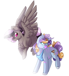 Size: 1024x1121 | Tagged: safe, artist:gela98, oc, oc only, oc:disaster, oc:winter slip, pony, duo