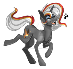 Size: 800x750 | Tagged: safe, artist:derpsonhooves, oc, oc only, oc:velvet remedy, pony, unicorn, fallout equestria, eyes closed, fanfic, fanfic art, female, horn, mare, music notes, open mouth, simple background, singing, solo, transparent background, watermark