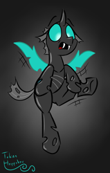 Size: 1691x2660 | Tagged: safe, artist:fakskis, derpibooru import, thorax, changeling, the times they are a changeling, floppy ears, flying, male, shocked, solo