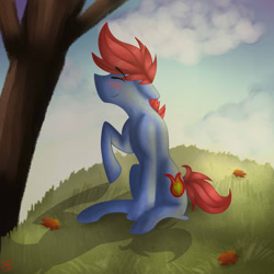 Size: 1024x1024 | Tagged: safe, artist:moonbow-art, derpibooru import, oc, oc only, autumn, leaves, solo