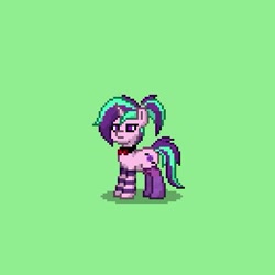 Size: 393x393 | Tagged: safe, derpibooru import, aria blaze, pony, unicorn, clothes, grumpy, pixel art, ponified, pony town, ponytail, socks, solo, striped socks