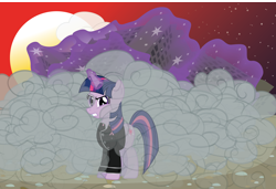 Size: 2792x1913 | Tagged: safe, artist:evilbob0, twilight sparkle, clothes, magic, smoke, solo