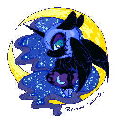 Size: 250x250 | Tagged: safe, artist:rainbowsaliva, derpibooru import, nightmare moon, anthro, nightbutt, nightmare moonbutt, pixel art, plot, solo