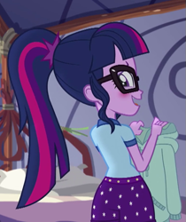 Size: 503x598 | Tagged: safe, screencap, sci-twi, twilight sparkle, equestria girls, legend of everfree, blushing, cropped, cute, solo, twiabetes