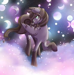 Size: 3984x4016 | Tagged: safe, artist:death-reaper-mao, oc, oc only, oc:satellite, pegasus, pony, constellation, moon, night, night sky, raised hoof, solo