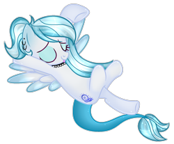 Size: 1564x1294 | Tagged: safe, artist:angellightyt, oc, oc only, oc:sea swirl, merpony, pegasus, pony, colored wings, colored wingtips, eyes closed, female, mare, simple background, solo, tongue out, transparent background