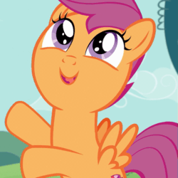 Size: 507x508 | Tagged: safe, derpibooru import, screencap, scootaloo, pony, the cart before the ponies, animated, cute, cutealoo, hoofy-kicks, horses doing horse things, looking up, open mouth, rearing, smiling, solo, talking