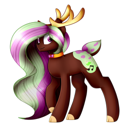 Size: 1622x1644 | Tagged: safe, artist:despotshy, oc, oc only, oc:melody chocolate, deer pony, original species, antlers, female, simple background, solo, transparent background