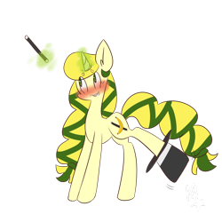 Size: 1024x1024 | Tagged: safe, artist:silverknight27, oc, oc only, oc:banana twist, hat, magic, solo, top hat