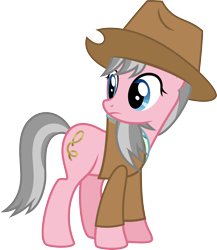 Size: 4002x4607 | Tagged: safe, artist:cloudyskie, wrangler, earth pony, pony, fluttershy leans in, absurd resolution, clothes, cowboy hat, female, hat, looking back, mare, simple background, solo, stetson, transparent background, vector