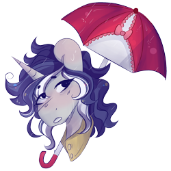 Size: 1700x1700 | Tagged: safe, artist:mentalphase, oc, oc only, oc:rainy view, pony, unicorn, bust, male, portrait, simple background, solo, stallion, transparent background, umbrella