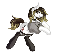 Size: 3492x3349 | Tagged: safe, artist:amazing-artsong, oc, oc only, oc:therese, earth pony, pony, clothes, female, high res, mare, shirt, simple background, socks, solo, transparent background