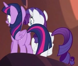 Size: 305x256 | Tagged: safe, derpibooru import, screencap, rarity, twilight sparkle, twilight sparkle (alicorn), alicorn, pony, unicorn, gauntlet of fire, cropped, female, mare, plot