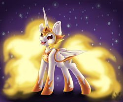 Size: 1024x853 | Tagged: safe, artist:maneblue, daybreaker, alicorn, pony, a royal problem, ear fluff, open mouth, solo