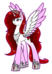 Size: 1024x1443 | Tagged: safe, artist:whitehershey, oc, oc only, oc:rosaline, alicorn, pony, alicorn oc, female, mare, simple background, solo, transparent background