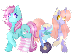 Size: 1400x1050 | Tagged: safe, artist:skele-pone, minty, oc, oc:hello-essence, pony, amputee, clothes, congenital amputee, simple background, socks, striped socks, transparent background, wheelchair