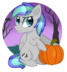 Size: 1084x1180 | Tagged: safe, artist:sugguk, derpibooru import, oc, oc only, oc:storm feather, pegasus, pony, food, pumpkin, solo