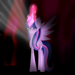 Size: 5000x5000 | Tagged: safe, artist:panda-tronic, twilight sparkle, twilight sparkle (alicorn), alicorn, pony, absurd resolution, corrupted, glowing horn, scar, solo, tyrant sparkle