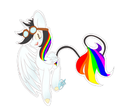 Size: 5100x4636 | Tagged: safe, artist:silverknight27, derpibooru import, oc, oc only, oc:lightning bliss, alicorn, pony, absurd resolution, alicorn oc, goggles, rainbow alicorn, solo