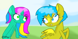 Size: 1560x784 | Tagged: safe, artist:pinkiscuuupcake, oc, oc only, oc:lemon drop, oc:spectra, pony, deviantart muro