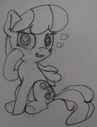 Size: 800x1046 | Tagged: safe, artist:treekickerdraws, cheerilee, pony, blushing, heart eyes, solo, traditional art, wingding eyes