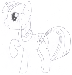 Size: 1340x1410 | Tagged: safe, artist:aafh, twilight sparkle, monochrome, solo, traditional art