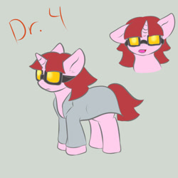 Size: 1000x1000 | Tagged: safe, artist:jolliapplegirl, oc, oc only, oc:dr 4, pony, unicorn, clothes, female, goggles, lab coat, mare, solo