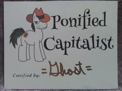 Size: 1005x754 | Tagged: safe, oc, autograph, capitalist, ponified, solo, the man they call ghost, true capitalist radio