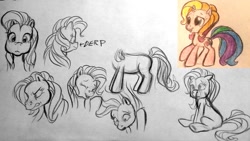 Size: 1253x706 | Tagged: safe, artist:colossalstinker, rarity (g3), pony, unicorn, g3, g3.5, angry, g3 to g3.5, generation leap, happy, rapeface, sad, sketch, solo, traditional art