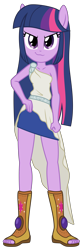 Size: 1792x5432 | Tagged: safe, artist:discorded-joker, twilight sparkle, equestria girls, absurd resolution, alternate universe, clothes, commission, feet, hand on hip, looking at you, ponied up, simple background, smiling, solo, standing, toes, transparent background, vector