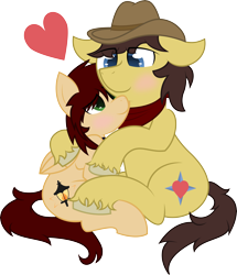 Size: 6457x7501 | Tagged: safe, artist:plone, oc, oc only, oc:candlelight, oc:wanderheart, earth pony, pegasus, pony, absurd resolution, blushing, cuddling, gay, heart, male, simple background, snuggling, transparent background, unshorn fetlocks